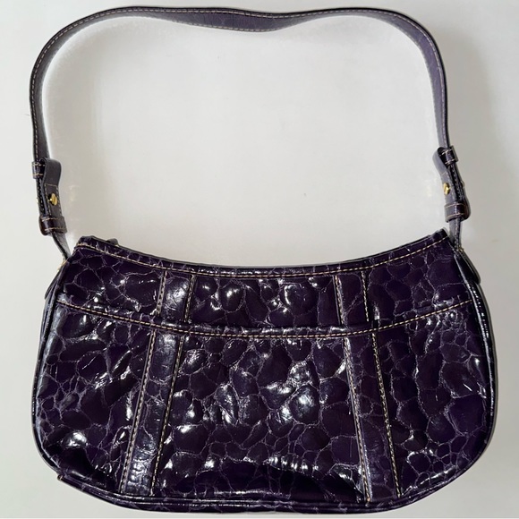 Maxx NY Y2K purple gold shoulder bag faux crocodile alligator pockets keychain - Picture 5 of 15